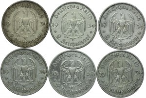 Germany, Third Reich, set of 2 brands 1933-1934 Church (6pcs).