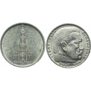 Niemcy, III Rzesza, 5 marek 1934 E/Muldenhütten, 1939 D/Monachium (2szt.)