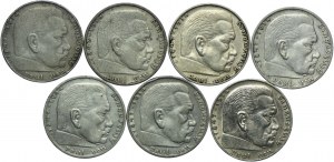 Germany, Third Reich, set of 2 brands 1936-1937 Paul von Hindenburg (7pcs).