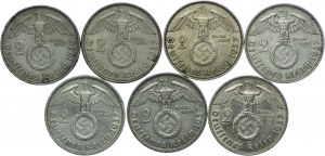 Germany, Third Reich, set of 2 brands 1936-1937 Paul von Hindenburg (7pcs).