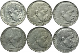 Germany, Third Reich, 1939 Paul von Hindenburg 2-brand set (6pcs).