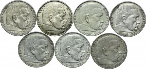 Germany, Third Reich, set of 2 brands 1938 Paul von Hindenburg (7pcs).