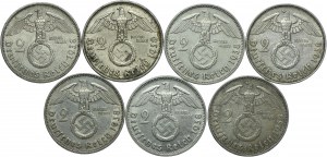 Germany, Third Reich, set of 2 brands 1938 Paul von Hindenburg (7pcs).