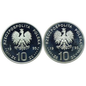 III RP, zestaw 10 złotych 1995 Wincenty Witos, Ateny - Atlanta (2szt.)