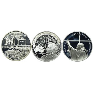 Zestaw III RP, 10 złotych 1997, 1000-lecie śmierci św. Wojciecha, Edmund Strzelecki, Jan Paweł II (3szt.)