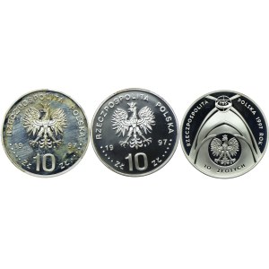 Zestaw III RP, 10 złotych 1997, 1000-lecie śmierci św. Wojciecha, Edmund Strzelecki, Jan Paweł II (3szt.)