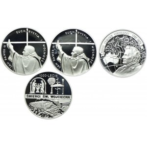 Zestaw III RP, 10 złotych 1997 Jan Paweł II, Edmunt Strzelecki, 1000-lecie śmierci św. Wojciecha (4szt.)