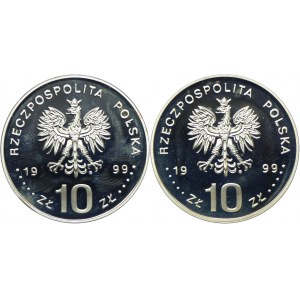 Zestaw III RP, 10 złotych 1999 Władysław IV Waza, półpostać, popiersie (2szt.)