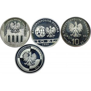 Zestaw III RP, 10 złotych 1999 Jan Łaski, Ernest Malinowski, 600-lecie Odnowienia Akademii Krakowskiej, Wstapienie Polski do NATO (4szt.)