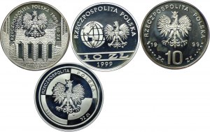 Third Republic set, 10 zloty 1999 Jan Łaski, Ernest Malinowski, 600th Anniversary of the Renewal of the Cracow Academy, Poland's Accession to NATO (4pcs).