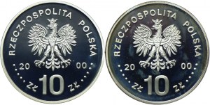 Third Republic set, 10 gold 2000 Jan II Kazimierz half figure, bust (2pc).