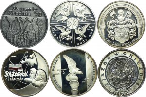 Set of III RP, 10 zloty 2000 30.anniversaries.of Grudnia'70, Great Jubilee, 1000th anniversary of Wroclaw, Solidarity, Polish Museum in Rapperswil, Gniezno Convention (6pcs).