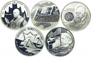 Set of the Third Republic, 10 zloty 2001 Cardinal Stefan Wyszynski, Year 2001, Michal Siedlecki, Constitutional Tribunal, Henryk Wieniawski (5pcs).