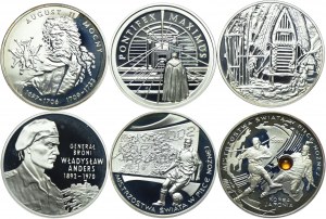 Third Republic set, 10 gold 2002 August II the Strong, Pontifex - Maximus, Bronislaw Malinowski, Wladyslaw Andrers, Korea - Japan World Cup (6pcs).