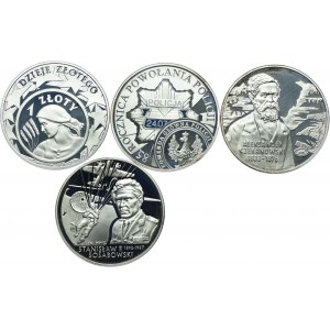 III RP, zestaw 10 złotych 2004 Dzieje złotego - Dziewczynka, Powołanie Policji, Aleksander Czekanowski, Stanisław Sosabowski (4szt.)