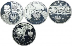 Set of III RP, 10 zloty 2004 History of Gold - Girl, Appointment of the Police, Aleksander Czekanowski, Stanislaw Sosabowski (4pc).