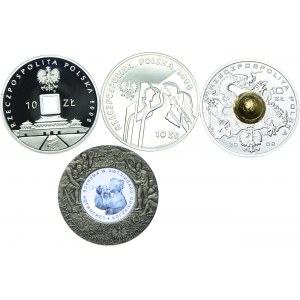 III RP, zestaw 10 złotych 2008 Pekin 2008 (zwykła, kula), Sybiracy, 400. rocz. Osadnictwa w Ameryce Płn. (4szt.)