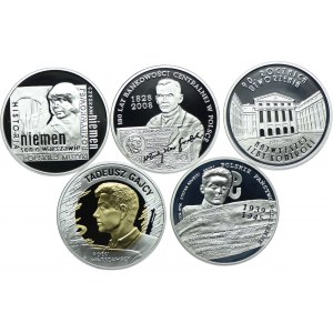 Zestaw III RP, 10 złotych 2009 Czesław Niemen, 180 lat Bankowości Centralnej w Polsce, 90. rocz. Utworzenia NIK, Tadeusz Gajcy, Polskie Państwo Podziemne (5szt.)