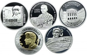 Set III RP, 10 zloty 2009 Czesław Niemen, 180 Years of Central Banking in Poland, 90th Anniversary of the Establishment of the Supreme Audit Office, Tadeusz Gajcy, Polish Underground State (5pcs.)