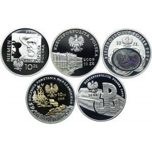 Zestaw III RP, 10 złotych 2009 Czesław Niemen, 180 lat Bankowości Centralnej w Polsce, 90. rocz. Utworzenia NIK, Tadeusz Gajcy, Polskie Państwo Podziemne (5szt.)