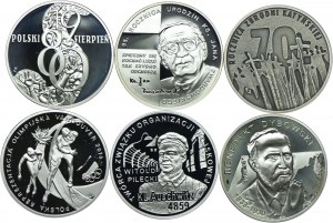 Third Republic Set, 10 zloty 2010 Polish August, 95th Anniversary of Father Jan Twardowski's Birth, 70th Anniversary of the Katyn Massacre, Vancouver 2010, Auschwitz, Benedict Dybowski (6pcs.)