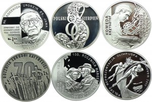 Third Republic Set, 10 zloty 2010 95th Anniversary of the Birth of Rev. Jan Twardowski, Polish August, Krzysztof Komeda, 70th Anniversary of the Katyn Massacre, 100th Anniversary of Polish Scouting, Vancouver 2010 (6pcs.)
