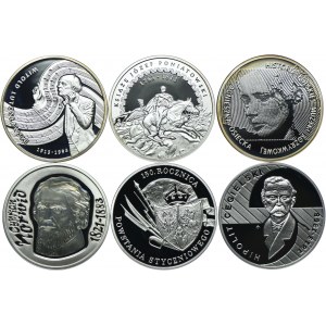 Zestaw III RP, 10 złotych 2013 Witold Lutosławski, Józef Poniatowski, Agnieszka Osiecka, Cyprian Norwid, 150. rocz. Powstania Styczniowego, Hipolit Cegielski (6szt.)