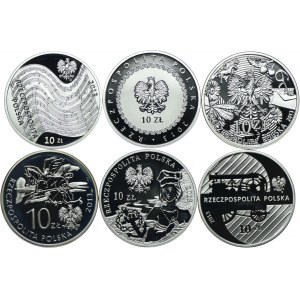 Zestaw III RP, 10 złotych 2013 Witold Lutosławski, Józef Poniatowski, Agnieszka Osiecka, Cyprian Norwid, 150. rocz. Powstania Styczniowego, Hipolit Cegielski (6szt.)