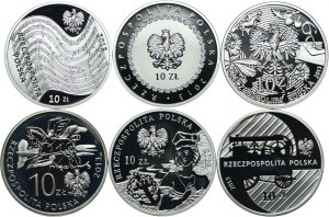 Set III RP, 10 zloty 2013 Witold Lutoslawski, Jozef Poniatowski, Agnieszka Osiecka, Cyprian Norwid, 150th Anniversary of the January Uprising, Hipolit Cegielski (6pc).