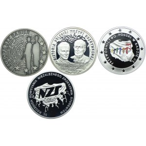 Zestaw III RP, 10 złotych 2011 Europa Bez Barier, Jeremi Przybora i Jerzy Wasecki, Przewodnictwo Polski w Radzie UE, 30. rocz. Powstania Niezależnego Zrzeszenia Studentów (4szt.)