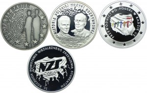 Set III RP, 10 zloty 2011 Europe Without Barriers, Jeremi Przybora and Jerzy Wasecki, Polish Presidency of the EU Council, 30th Anniversary of the Independent Students' Union (4pc).