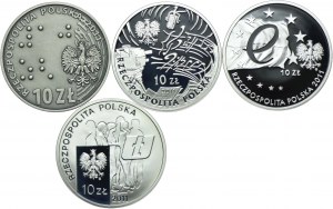 Set III RP, 10 zloty 2011 Europe Without Barriers, Jeremi Przybora and Jerzy Wasecki, Polish Presidency of the EU Council, 30th Anniversary of the Independent Students' Union (4pc).