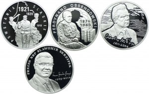 Set III RP, 10 gold 2011 Silesian Uprisings, Ferdinand Ossendowski, Czeslaw Milosz, Slawomir Skrzypek (4pc).