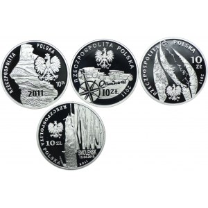 Zestaw III RP, 10 złotych 2011 Powstania Śląskie, Ferdynand Ossendowski, Czesław Miłosz, Sławomir Skrzypek (4szt.)