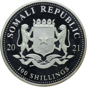Somalia, 100 shillings 2021, Animals of Africa - Elephant
