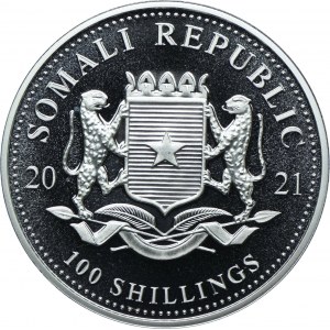 Somalia, 100 szylingów 2021, Zwierzęta Afryki - Lampart