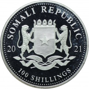 Somalia, 100 shillings 2021, Animals of Africa - Elephant