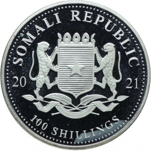 Somalia, 100 shillings 2021, Animals of Africa - Elephant