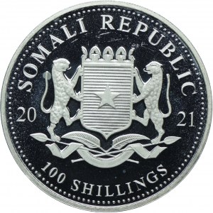 Somalia, 100 shillings 2021, Animals of Africa - Elephant