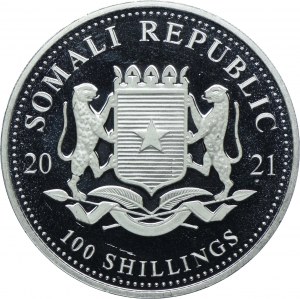 Somalia, 100 shillings 2021, Animals of Africa - Elephant