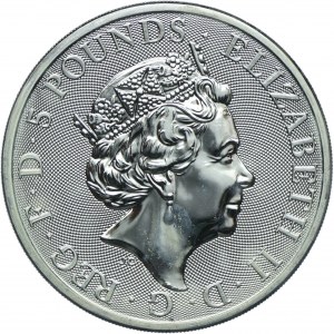 United Kingdom, Elizabeth II, £5 2020, Beasts of the Queen - Mortimer's White Lion