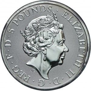 United Kingdom, Elizabeth II, £5 2020, Beasts of the Queen - Mortimer's White Lion