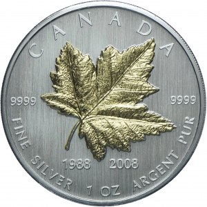 Canada, Elizabeth II, $5 2008, 20th anniversary - Maple leaf