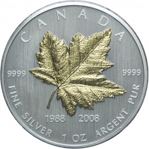 Canada, Elizabeth II, $5 2008, 20th anniversary - Maple leaf