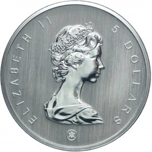 Kanada, Elżbieta II, 5 dolarów 2008, 20 rocznica - Liść klonowy