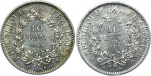 France, set of 10 francs 1965, 1970 Paris (2 pieces)