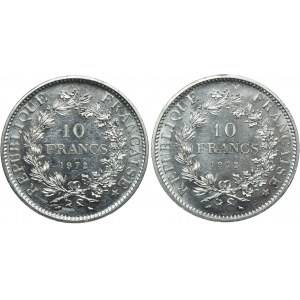 Francja, zestaw 10 franków 1972 Paryż (2szt.)