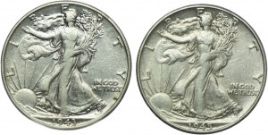 USA, 1/2 dollar set 1943, 1945 Philadelphia (2pcs).