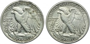 USA, 1/2 dollar set 1943, 1945 Philadelphia (2pcs).
