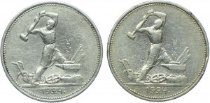 Russia, USSR, set of 1 połtinnik 1924 (2pcs).